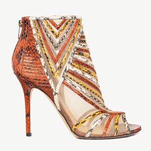 Jimmy Choo Kara Red Snake-Embossed Leather Sandals